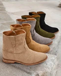 Botki Z Grubym Ociepleniem^Royalfashion Botki a'la kowbojki na krytym koturnie Patorias gołębi szary