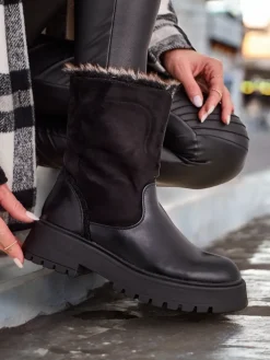 Botki Z Delikatnym Ociepleniem^Royalfashion Botki damskie Zolie czarny