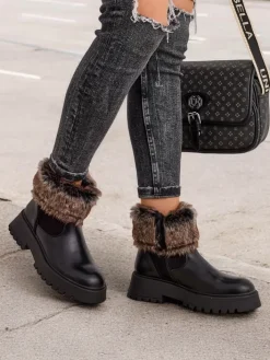 Botki Z Delikatnym Ociepleniem^Royalfashion Botki damskie Zolie czarny