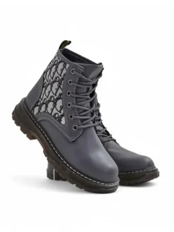 Botki Bez Ocieplenia|Botki Na Płaskim Obcasie^Royalfashion Botki damskie z printem Efrioz Jasny szary