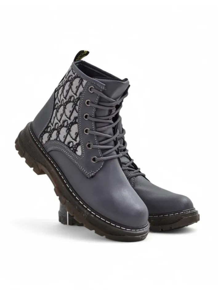 Botki Bez Ocieplenia|Botki Na Płaskim Obcasie^Royalfashion Botki damskie z printem Efrioz Jasny szary