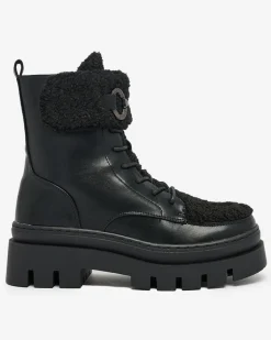 Botki Z Delikatnym Ociepleniem|Botki Na Płaskim Obcasie^Royalfashion Botki damskie z kożuszkiem Faeltone czarny