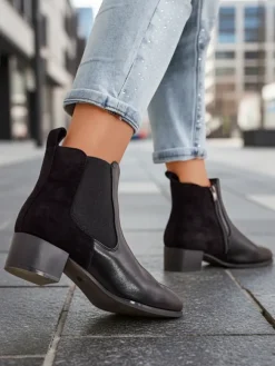 Botki Z Delikatnym Ociepleniem|Botki Na Słupku^Royalfashion Botki damskie Virto czarny