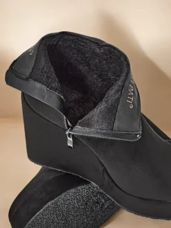 Botki Z Delikatnym Ociepleniem|Botki Na Koturnie^Royalfashion Botki damskie na koturnie Sieffa czarny