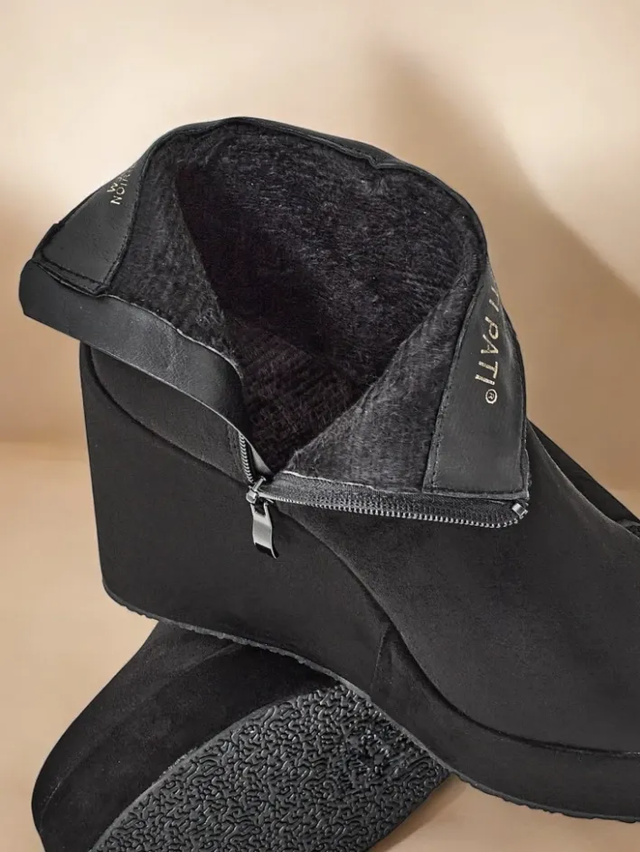 Botki Z Delikatnym Ociepleniem|Botki Na Koturnie^Royalfashion Botki damskie na koturnie Sieffa czarny