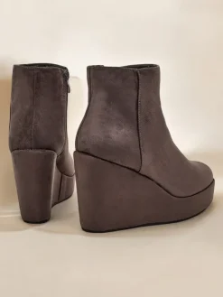 Botki Z Delikatnym Ociepleniem|Botki Na Koturnie^Royalfashion Botki damskie na koturnie Sieffa gołębi szary