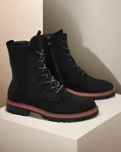 Botki Z Delikatnym Ociepleniem|Botki Sznurowane^Royalfashion Botki damskie sznurowane Gosop czarny