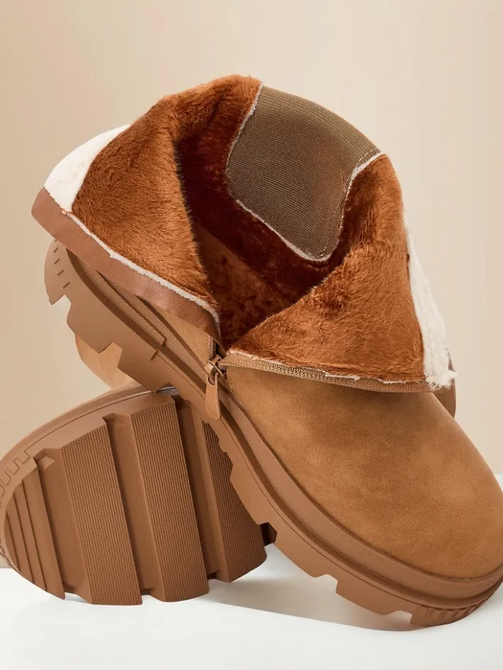 Botki Z Delikatnym Ociepleniem^Royalfashion Botki damskie Ozoo Camel