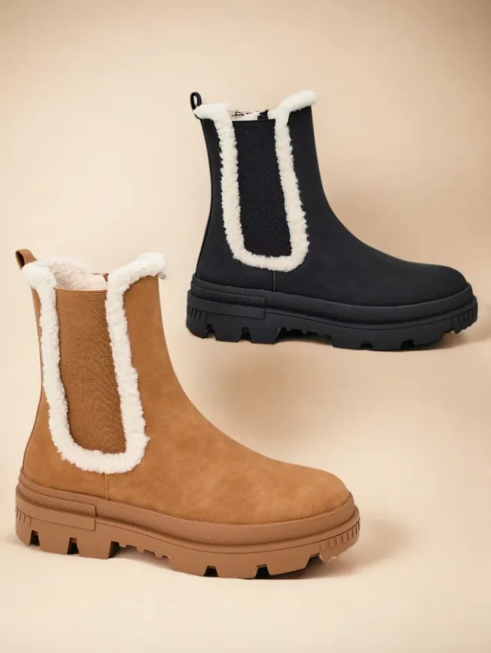 Botki Z Delikatnym Ociepleniem^Royalfashion Botki damskie Ozoo Camel