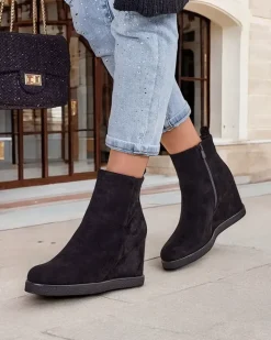 Botki Z Delikatnym Ociepleniem|Botki Na Koturnie^Royalfashion Botki damskie na koturnie Sierra czarny