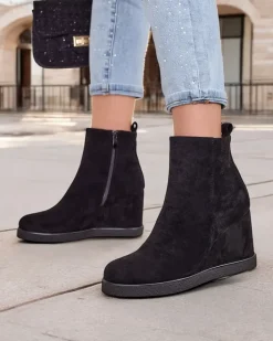 Botki Z Delikatnym Ociepleniem|Botki Na Koturnie^Royalfashion Botki damskie na koturnie Sierra czarny