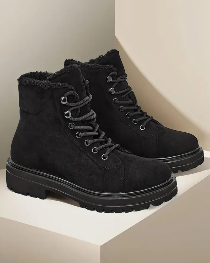 Trapery|Workery^Royalfashion Botki damskie sznurowane Vesot czarny