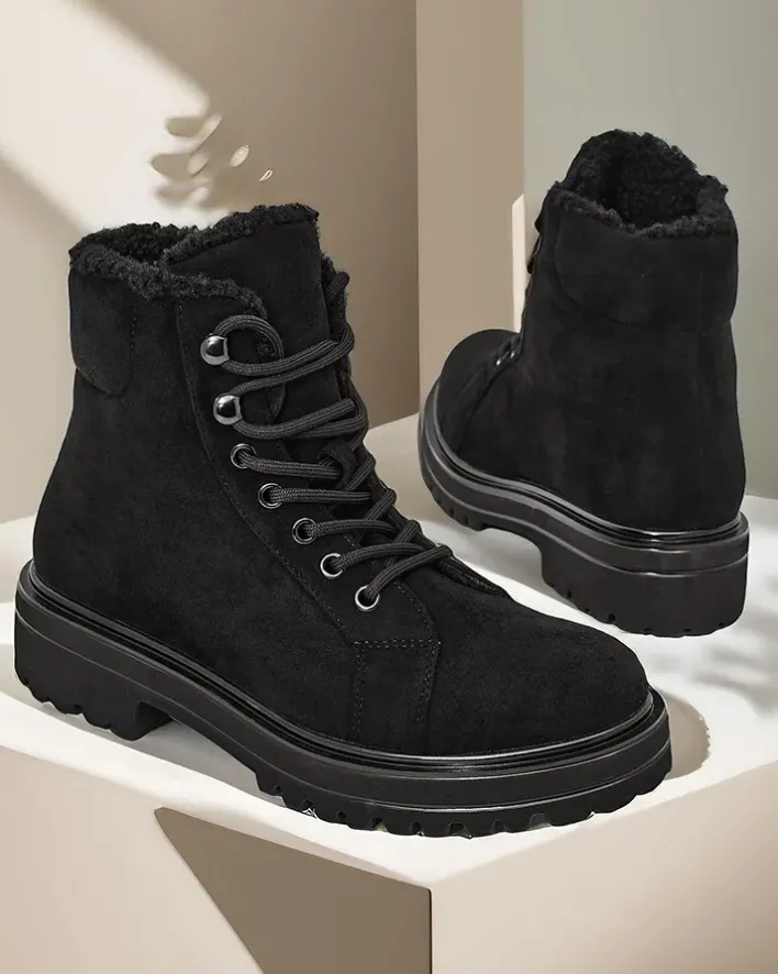 Trapery|Workery^Royalfashion Botki damskie sznurowane Vesot czarny