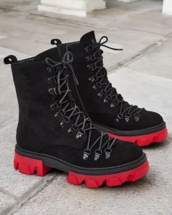 Botki Z Delikatnym Ociepleniem^Royalfashion Botki damskie sznurowane Xorri