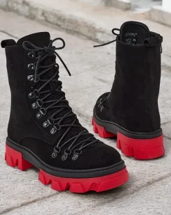 Botki Z Delikatnym Ociepleniem^Royalfashion Botki damskie sznurowane Xorri