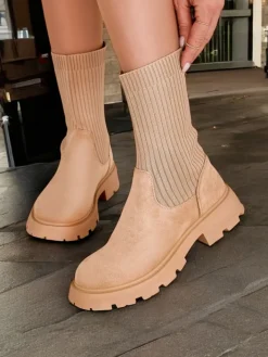 Botki Bez Ocieplenia|Botki Na Płaskim Obcasie^Royalfashion Botki damskie wsuwane Derette jasny brązowy