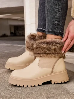 Botki Z Delikatnym Ociepleniem^Royalfashion Botki damskie Zolie beżowy