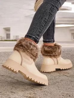 Botki Z Delikatnym Ociepleniem^Royalfashion Botki damskie Zolie beżowy