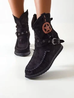 Botki Bez Ocieplenia|Nowość^Royalfashion Botki damskie na niskim koturnie Indianas