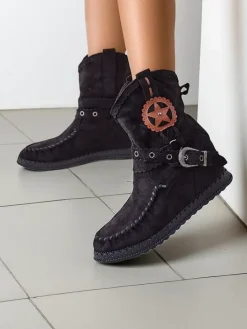 Botki Bez Ocieplenia|Nowość^Royalfashion Botki damskie na niskim koturnie Indianas