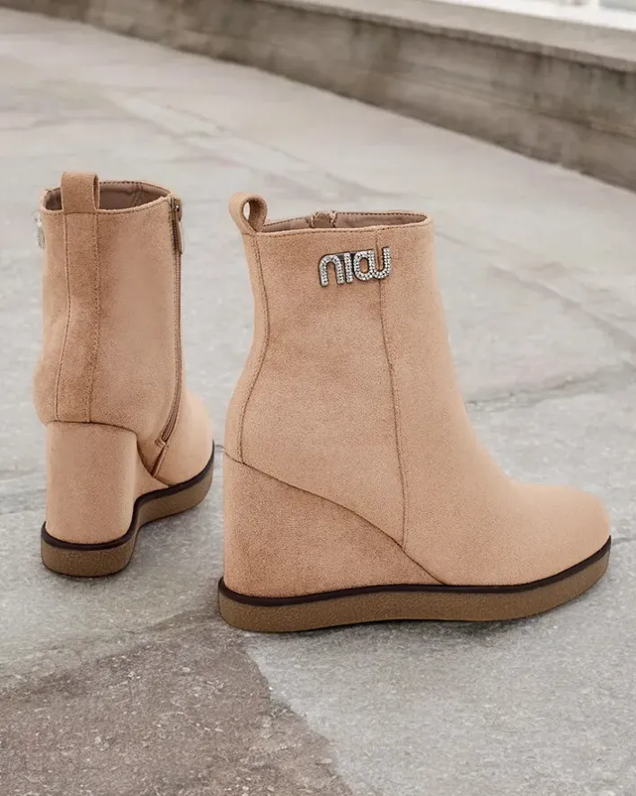 Botki Z Delikatnym Ociepleniem|Botki Na Koturnie^Royalfashion Botki damskie na koturnie Serda