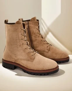 Botki Z Delikatnym Ociepleniem|Botki Sznurowane^Royalfashion Botki damskie sznurowane Gosop jasny brązowy