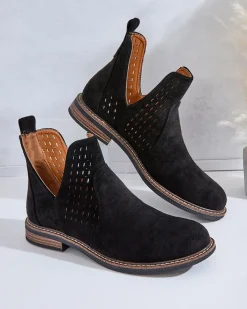 Botki Bez Ocieplenia|Botki Na Płaskim Obcasie^Royalfashion Botki damskie eko zamszowe Ovilla czarny