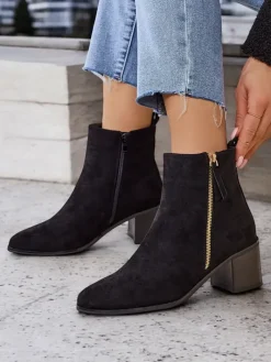 Botki Z Delikatnym Ociepleniem|Botki Na Słupku^Royalfashion Botki damskie Boronne