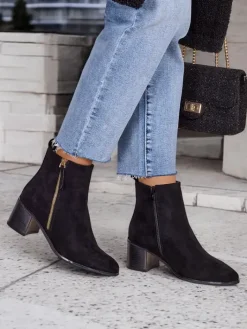 Botki Z Delikatnym Ociepleniem|Botki Na Słupku^Royalfashion Botki damskie Boronne