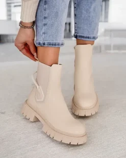 Botki Z Delikatnym Ociepleniem|Botki Na Platformie^Royalfashion Botki damskie Sollor beżowy