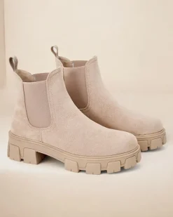 Botki Bez Ocieplenia|Botki Na Płaskim Obcasie^Royalfashion Botki damskie Solleh beżowy