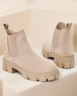 Botki Bez Ocieplenia|Botki Na Płaskim Obcasie^Royalfashion Botki damskie Solleh beżowy