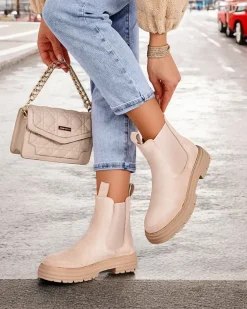 Botki Z Delikatnym Ociepleniem|Botki Na Płaskim Obcasie^Royalfashion Botki damskie z ozdobnym paskiem Ozzoas