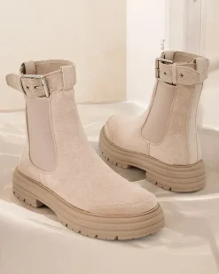 Botki Z Delikatnym Ociepleniem|Botki Na Płaskim Obcasie^Royalfashion Botki damskie z ozdobnym paskiem Ozzoas