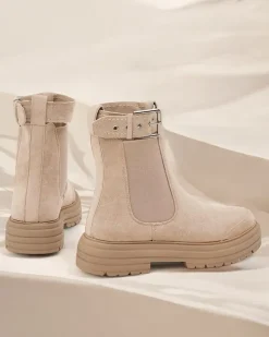 Botki Z Delikatnym Ociepleniem|Botki Na Płaskim Obcasie^Royalfashion Botki damskie z ozdobnym paskiem Ozzoas