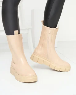 Botki Z Delikatnym Ociepleniem|Botki Na Platformie^Royalfashion Botki damskie na platformie w kolorze m Couell beżowy