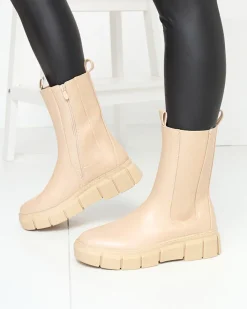 Botki Z Delikatnym Ociepleniem|Botki Na Platformie^Royalfashion Botki damskie na platformie w kolorze m Couell beżowy