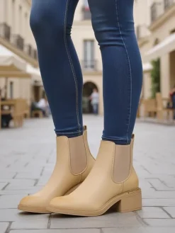 Botki Z Delikatnym Ociepleniem|Botki Na Słupku^Royalfashion Botki damskie Rizzea beżowy