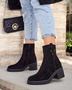 Botki Z Delikatnym Ociepleniem|Botki Na Słupku^Royalfashion Botki damskie na słupku Boron czarny