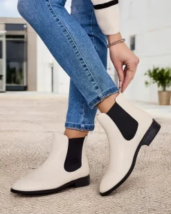 Botki Na Płaskim Obcasie|Nowość^Royalfashion Botki damskie Ronoli beżowy