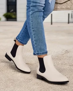 Botki Na Płaskim Obcasie|Nowość^Royalfashion Botki damskie Ronoli beżowy