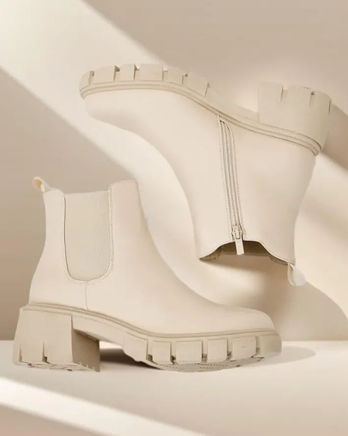 Botki Bez Ocieplenia|Botki Na Słupku^Royalfashion Botki damskie na słupku Velly beżowy