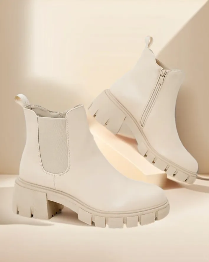 Botki Bez Ocieplenia|Botki Na Słupku^Royalfashion Botki damskie na słupku Velly beżowy