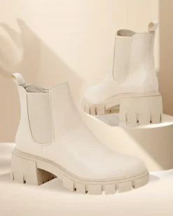 Botki Bez Ocieplenia|Botki Na Słupku^Royalfashion Botki damskie na słupku Velly beżowy