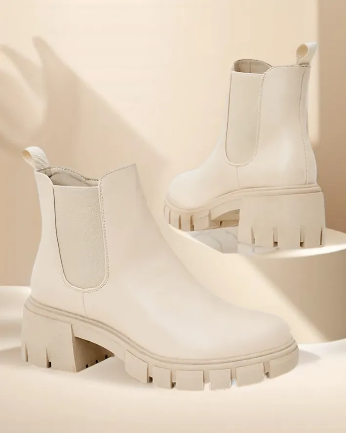 Botki Bez Ocieplenia|Botki Na Słupku^Royalfashion Botki damskie na słupku Velly beżowy