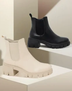 Botki Bez Ocieplenia|Botki Na Słupku^Royalfashion Botki damskie na słupku Velly beżowy