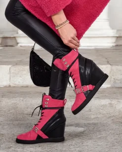 Botki Bez Ocieplenia|Botki Na Koturnie^Royalfashion botki na koturnie damskie Ronii różowy