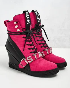 Botki Bez Ocieplenia|Botki Na Koturnie^Royalfashion botki na koturnie damskie Ronii różowy