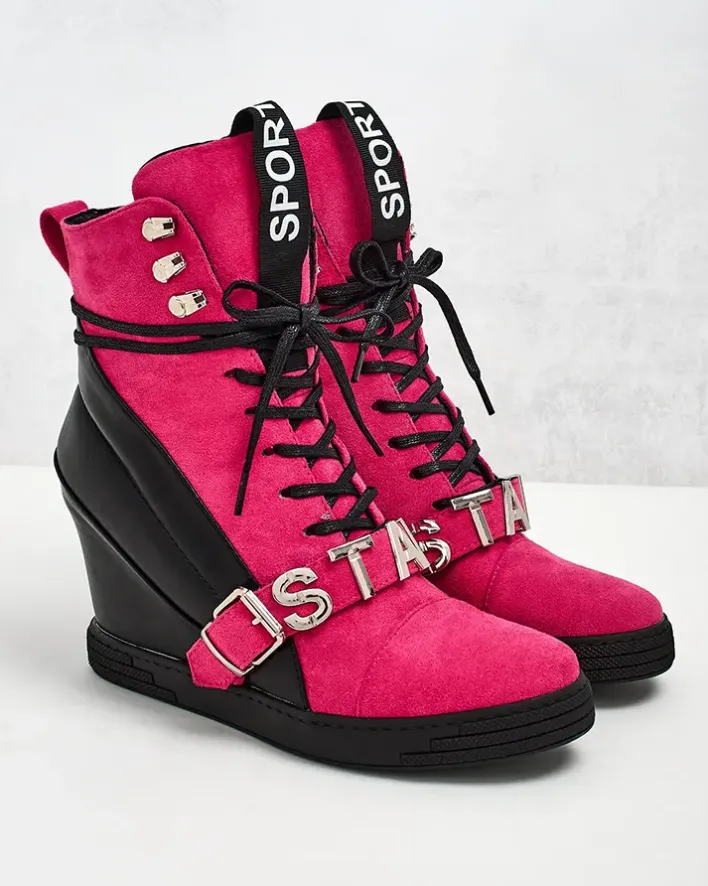 Botki Bez Ocieplenia|Botki Na Koturnie^Royalfashion botki na koturnie damskie Ronii różowy