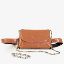 Nerki I Saszetki|Wieczorowe^Royalfashion Brązowa torebka typu nerka a'la skóra węża brązowy